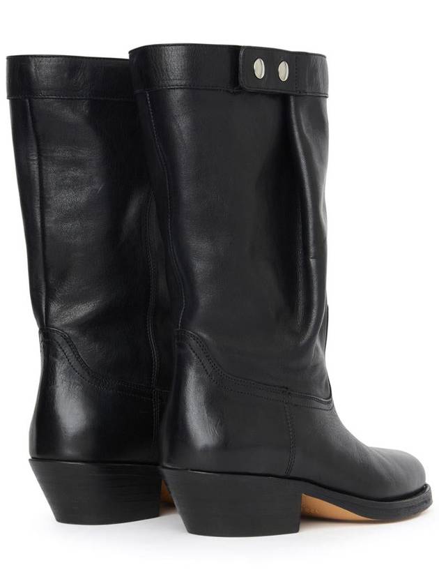 Ademe Biker Leather Mid Boots Black - ISABEL MARANT - BALAAN 4