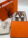 Oran Calfskin Slippers Gold Piqures Ecrues - HERMES - BALAAN 11