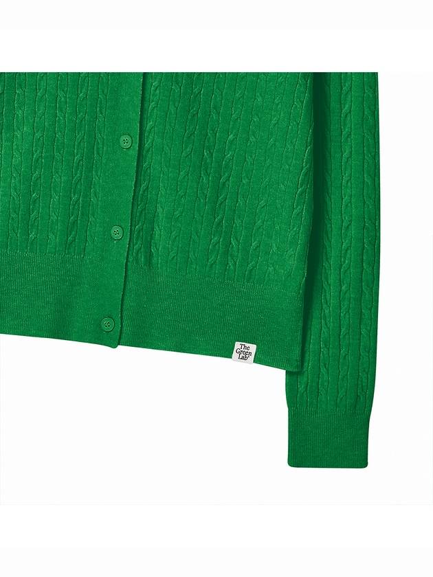 V neck cable knit cardigan Green - THE GREEN LAB - BALAAN 3