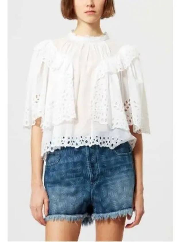 Katia Ruffled Broderie Anglaise Cotton Blouse White - ISABEL MARANT - BALAAN 2