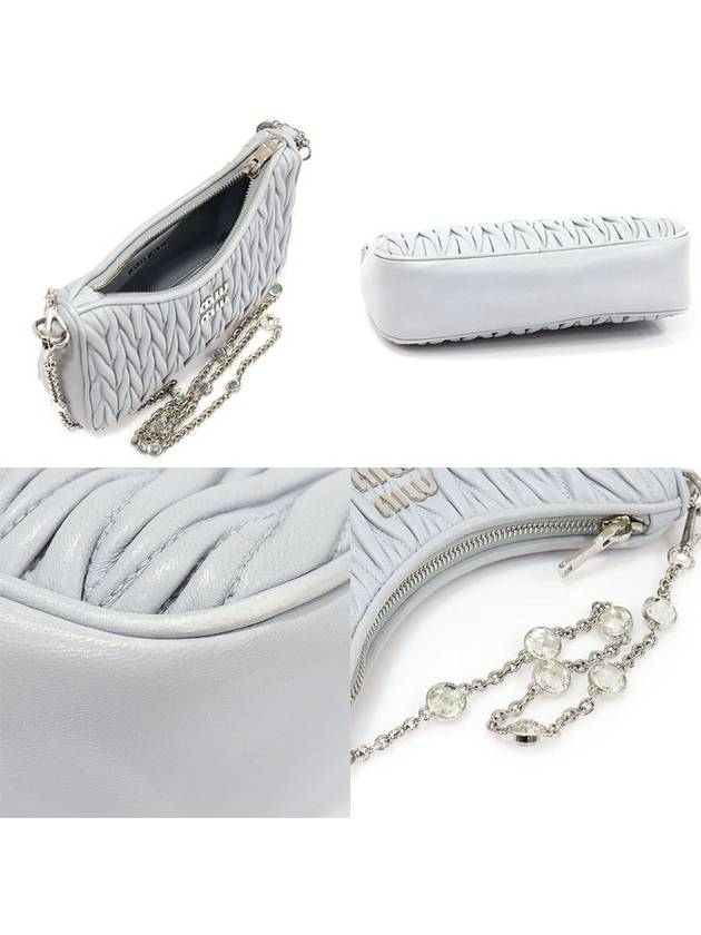 5BH211 Blue Gray Nappa Matelasse Crystal Chain 2WAY - MIU MIU - BALAAN 5