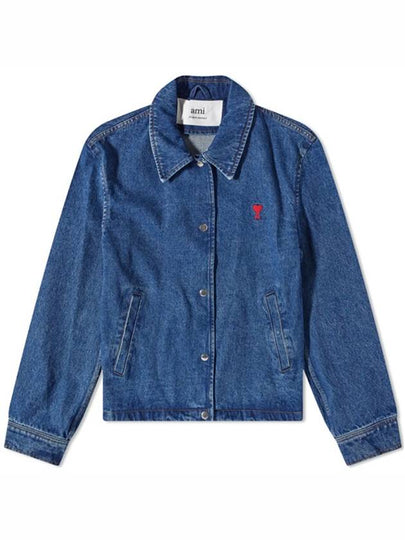 Heart Logo Denim Jacket Blue - AMI - BALAAN 2