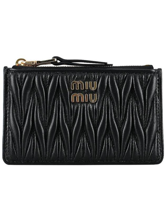 Matelasse Leather Envelope Card Wallet Black - MIU MIU - BALAAN 2