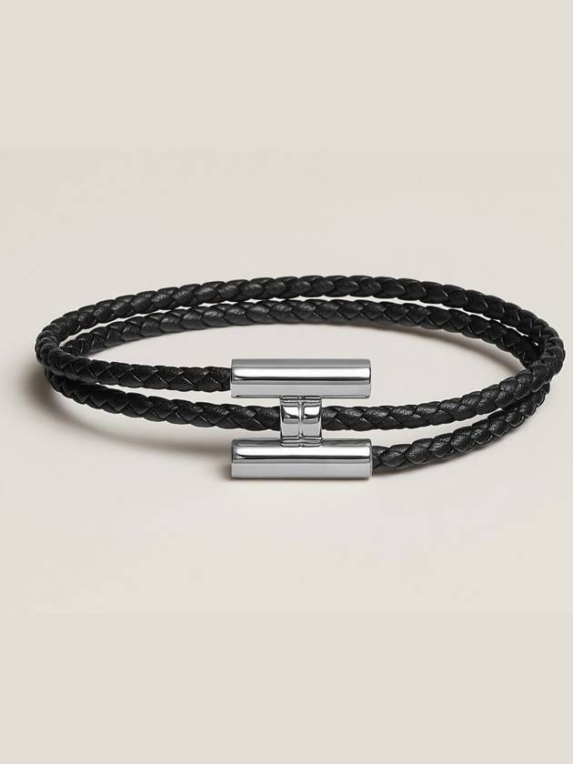 Tunis Tresse Palladium Bracelet Noir - HERMES - BALAAN 2