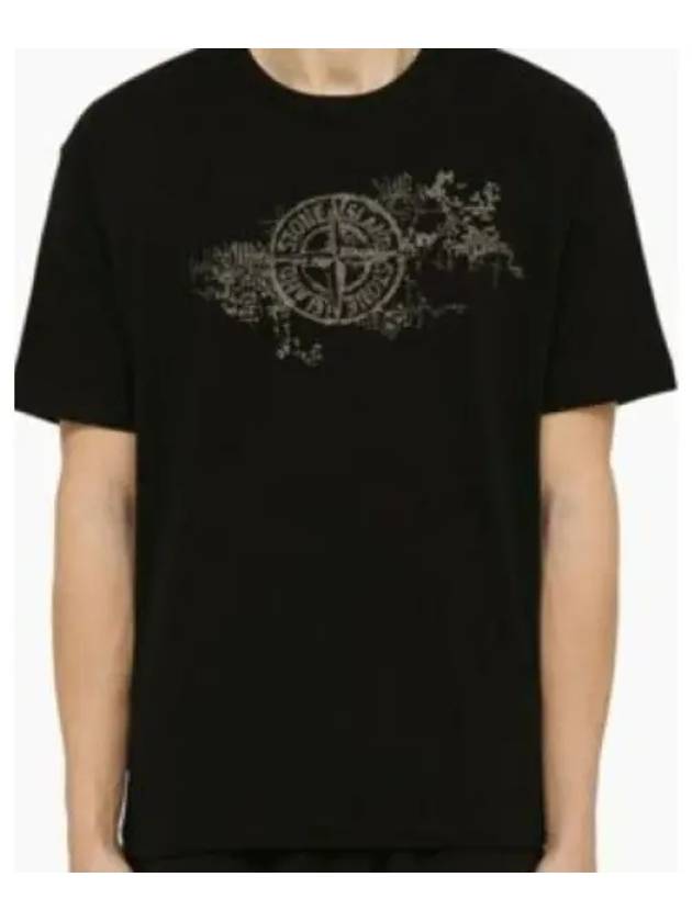 Camo Three Embroidery Regular Fit Cotton Jersey Short Sleeve T-Shirt Black - STONE ISLAND - BALAAN 2