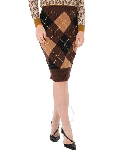 Burberry Ladies Argyle Intarsia Wool Cashmere Pencil Skirt, Size Medium - BURBERRY - BALAAN 1