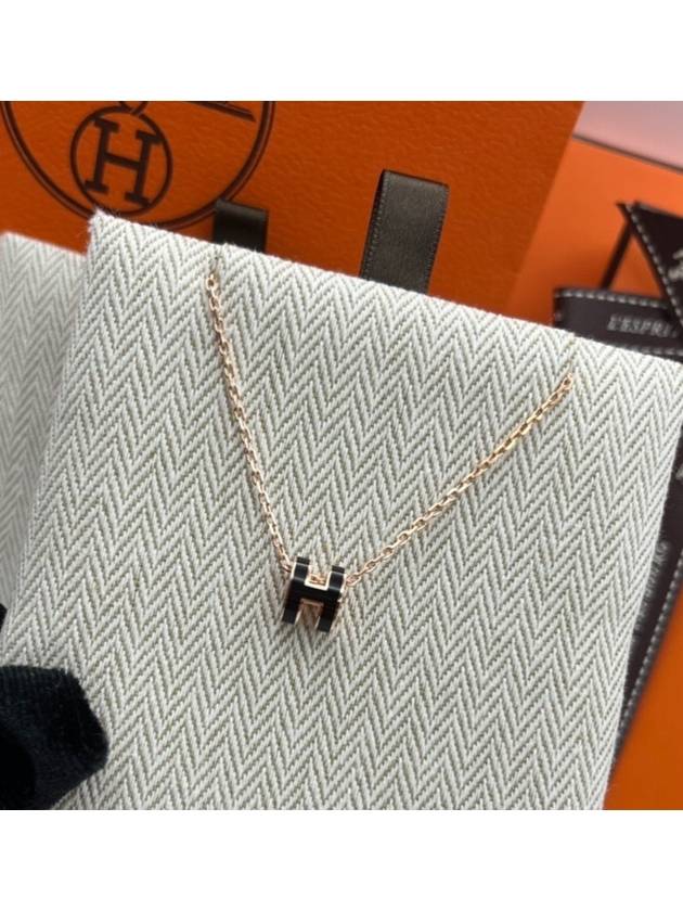 Mini Pop H Pendant Rose Gold & Blanc - HERMES - BALAAN 2