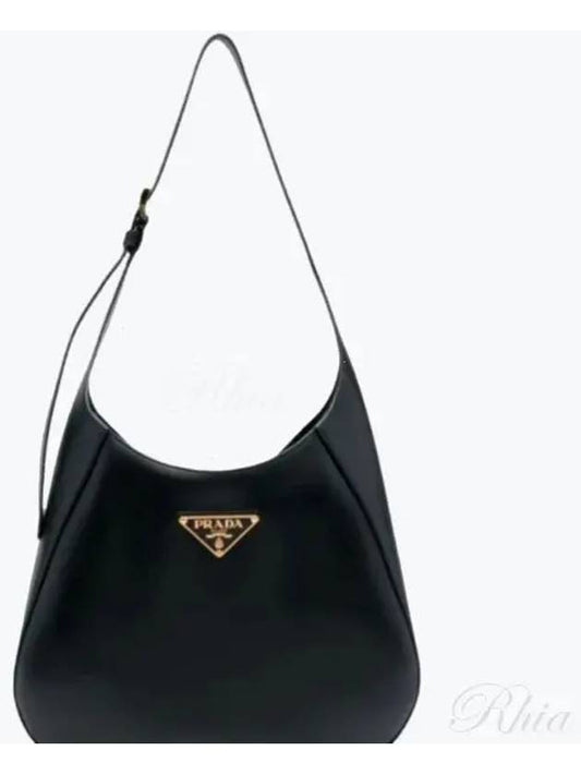 Triangle Logo Leather Shoulder Bag Black - PRADA - BALAAN 2