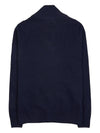 Lens Wappen Lambswool Zip-Up Cardigan Navy - CP COMPANY - BALAAN 3