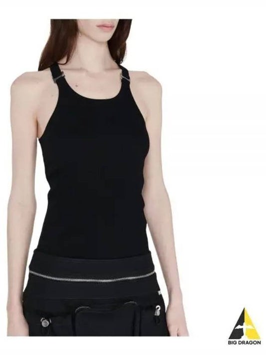 Women s E Hoop Ribbed Tank Top Black Ivory C3096R23 - DION LEE - BALAAN 1