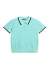 Women's Feline Knit Short Sleeve Polo Shirt Aruba Blue - J.LINDEBERG - BALAAN 2