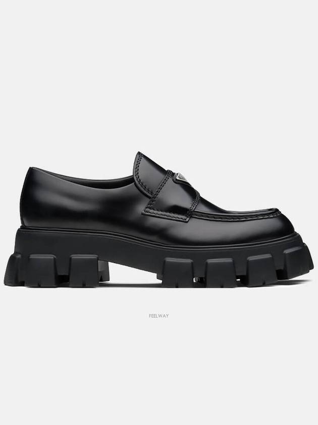 Monolith Brushed Leather Loafers Black - PRADA - BALAAN 4