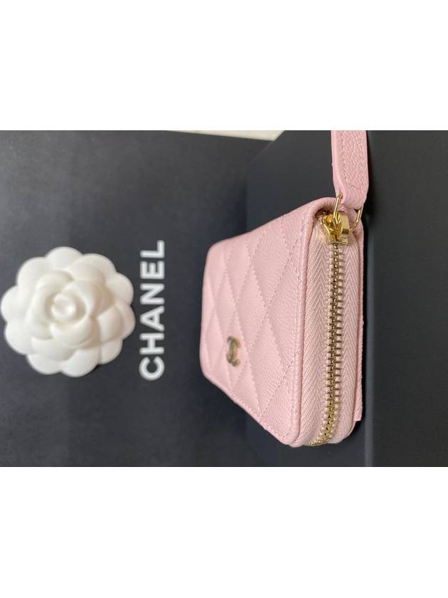 Classic card wallet zipper light pink gold AP0216 - CHANEL - BALAAN 3