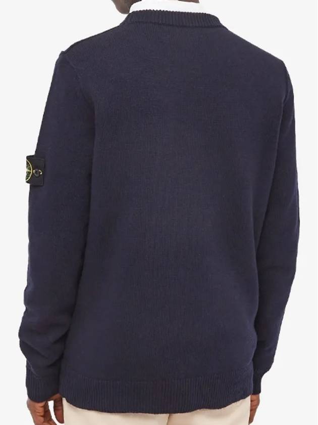 Wappen Patch Crew Neck Wool Knit Top Navy - STONE ISLAND - BALAAN 4