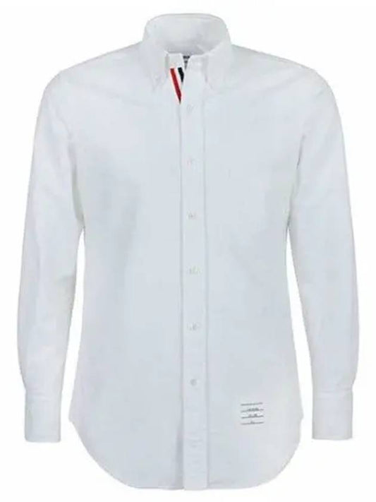 Oxford Grosgrain Placket Cotton Long Sleeve Shirt White - THOM BROWNE - BALAAN 2