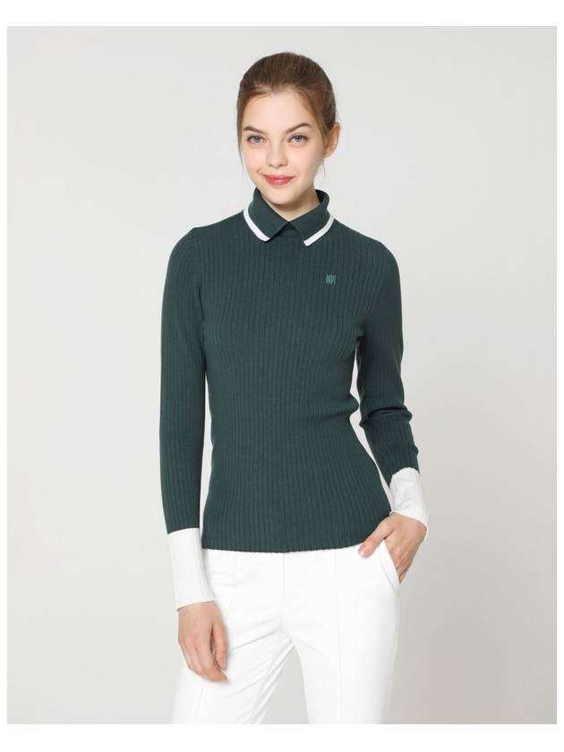 Women s Flex Collar Ribbed Sweater HD3WSW002 - HOLIC&PLAY - BALAAN 3