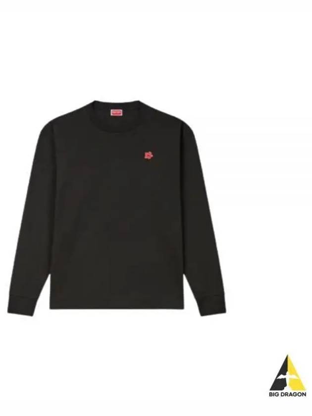 Boke Flower Embroidery Cotton Long Sleeve T-Shirt Black - KENZO - BALAAN 2