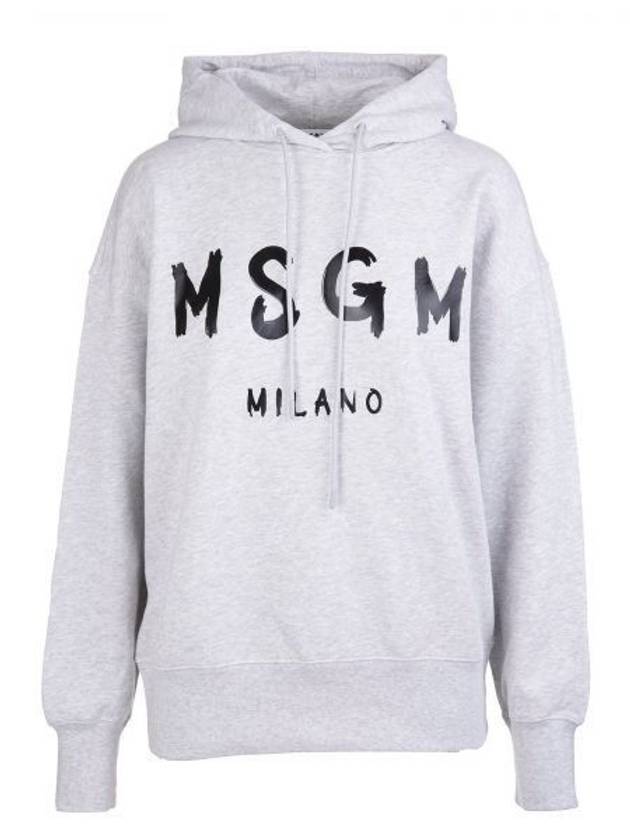 Brushed Logo Cotton Hoodie Light Grey - MSGM - BALAAN 2