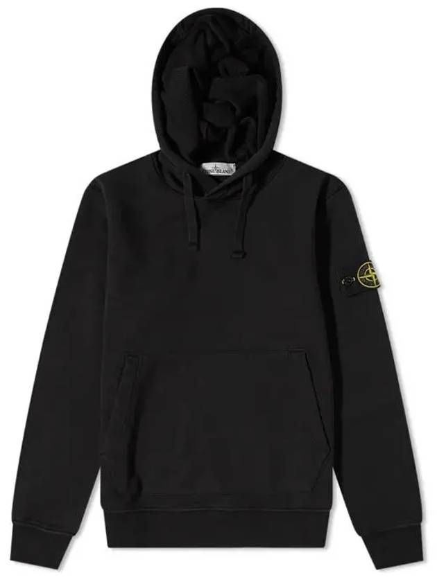 Logo Patch Cotton Fleece Hoodie Black - STONE ISLAND - BALAAN 2