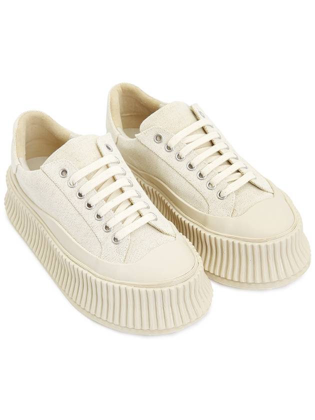 Lace-Up Cotton Low Top Sneakers Ivory - JIL SANDER - BALAAN 4