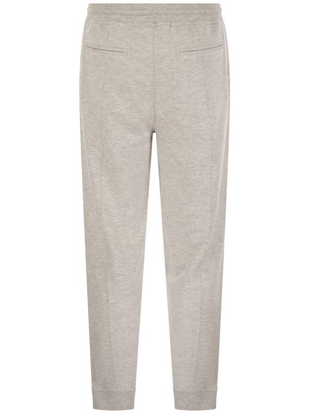 Pearl grey cotton fleece trousers - BRUNELLO CUCINELLI - BALAAN 1