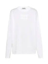 Logo Embroidered Cotton Long Sleeve T-shirt White - MIU MIU - BALAAN 2