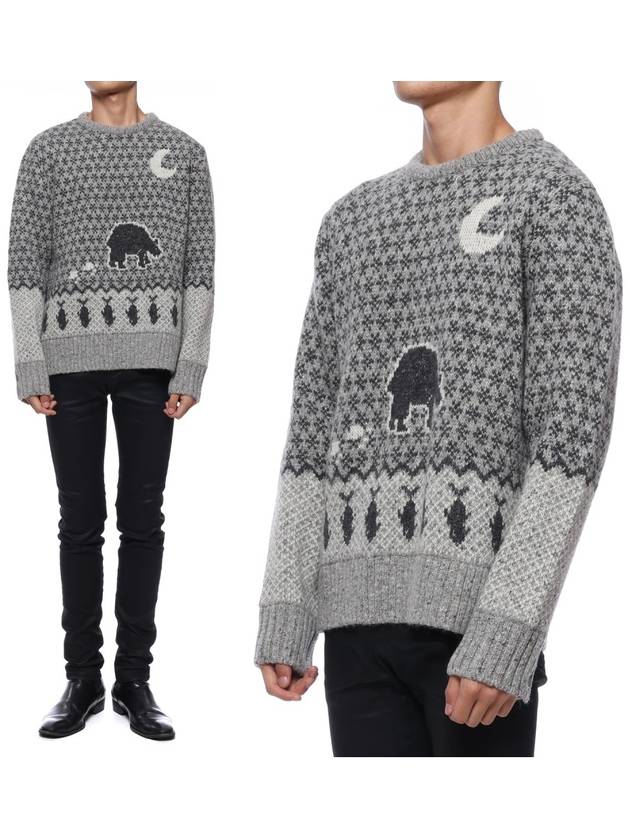 Bear Jacquard Embroidered Knit Top Grey - THOM BROWNE - BALAAN 2