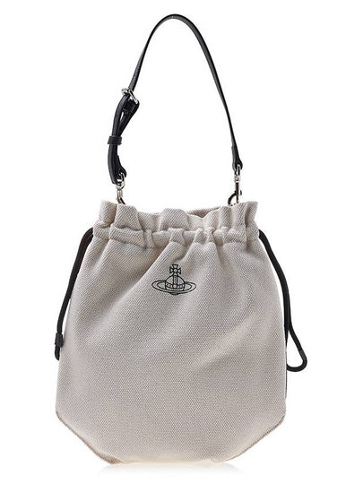 Canvas Drawstring Bucket Shoulder Bag Beige - VIVIENNE WESTWOOD - BALAAN 2