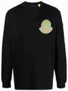 Logo Print Cotton Sweatshirt Black - MONCLER - BALAAN.