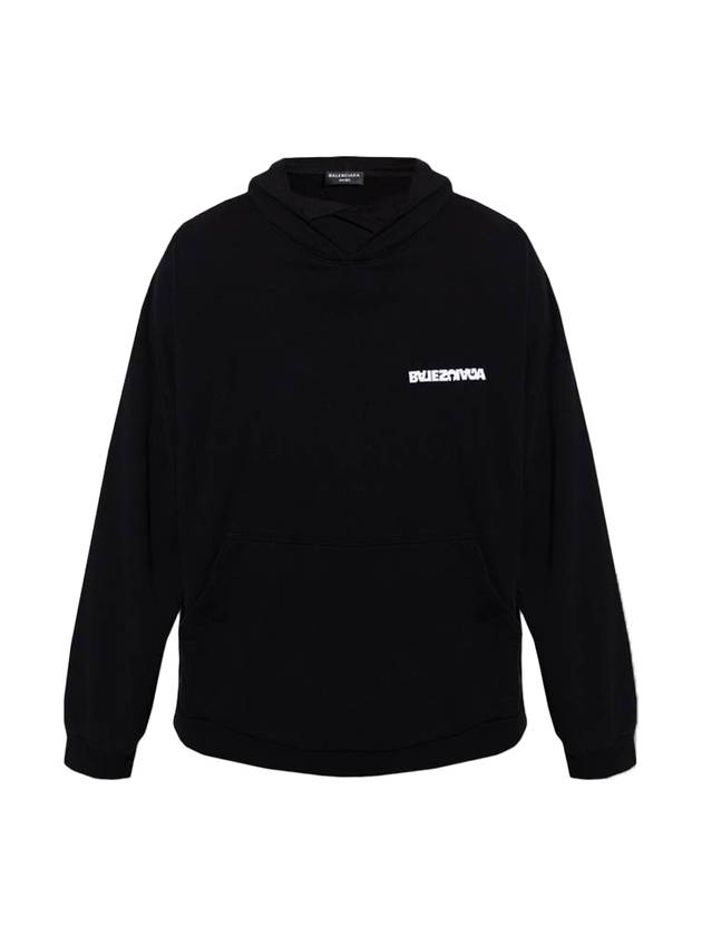 Embroidered Logo Hoodie Black - BALENCIAGA - BALAAN 1