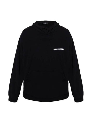 Embroidered Logo Hoodie Black - BALENCIAGA - BALAAN 1