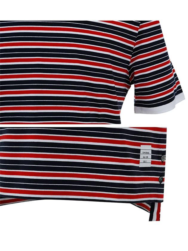 Tonal Cotton Striped Ringer Short Sleeve T-Shirt - THOM BROWNE - BALAAN 7