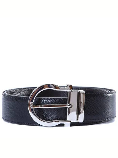 Gancini Reversible Leather Belt Black - SALVATORE FERRAGAMO - BALAAN 2