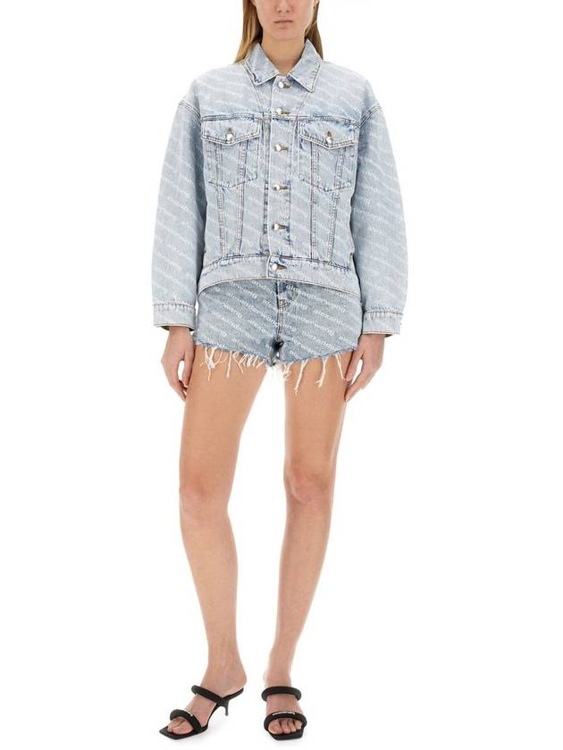 Women's Logo Print Denim Jacket - ALEXANDER WANG - BALAAN 3