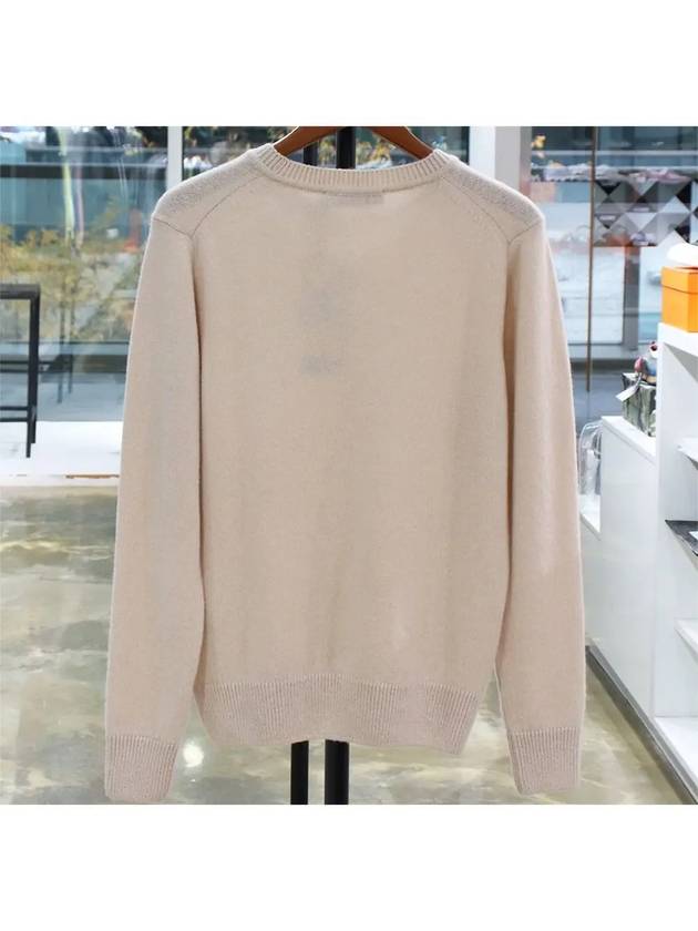 Baby Fox Patch Cozy Round Neck Knit Top Beige - MAISON KITSUNE - BALAAN 4