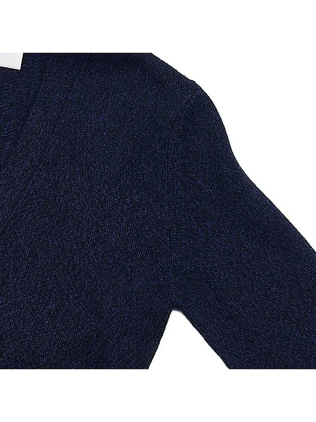 Embroidered Heart Logo Cashmere Cardigan Navy - AMI - BALAAN 5