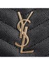 Monogram Caviar Leather Flap Card Wallet Black - SAINT LAURENT - BALAAN 8