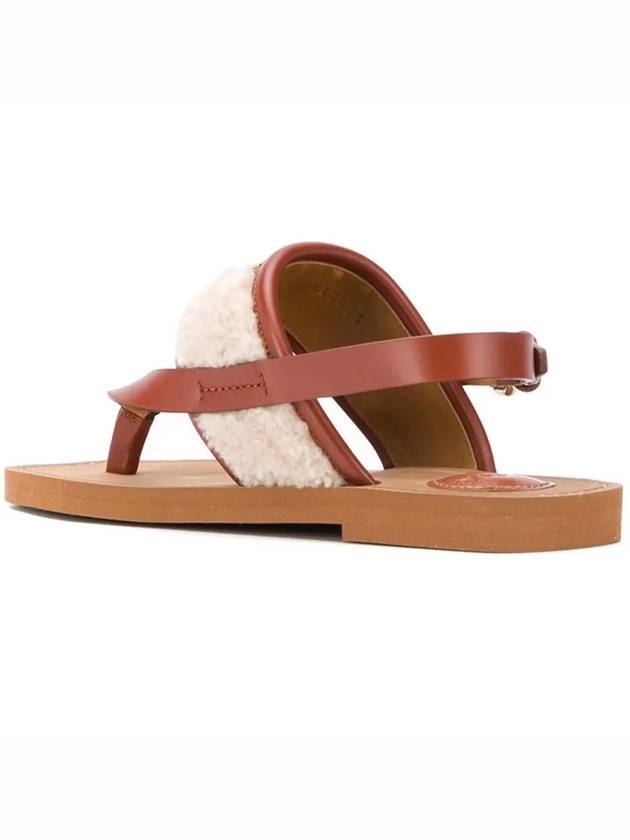 Woody Shearling Flat Sandals Brown - CHLOE - BALAAN 5