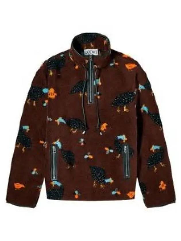 Bird Print Fleece Anorak Chocolate Brown - LOEWE - BALAAN 2