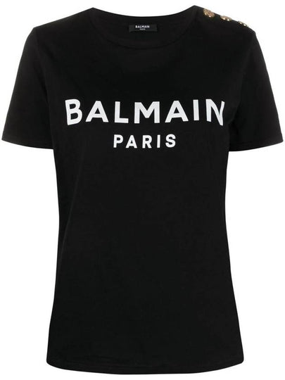 Logo Crew Neck Short Sleeve T-Shirt Black - BALMAIN - BALAAN 2