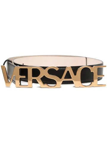 Logo Buckle Leather Belt 1004044DV3T - VERSACE - BALAAN.