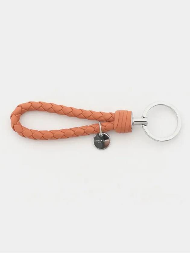 Intrecciato Leather Key Holder Coral - BOTTEGA VENETA - BALAAN 4