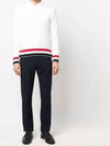 Men's Textured Crew Neck Knit Top White - THOM BROWNE - BALAAN.