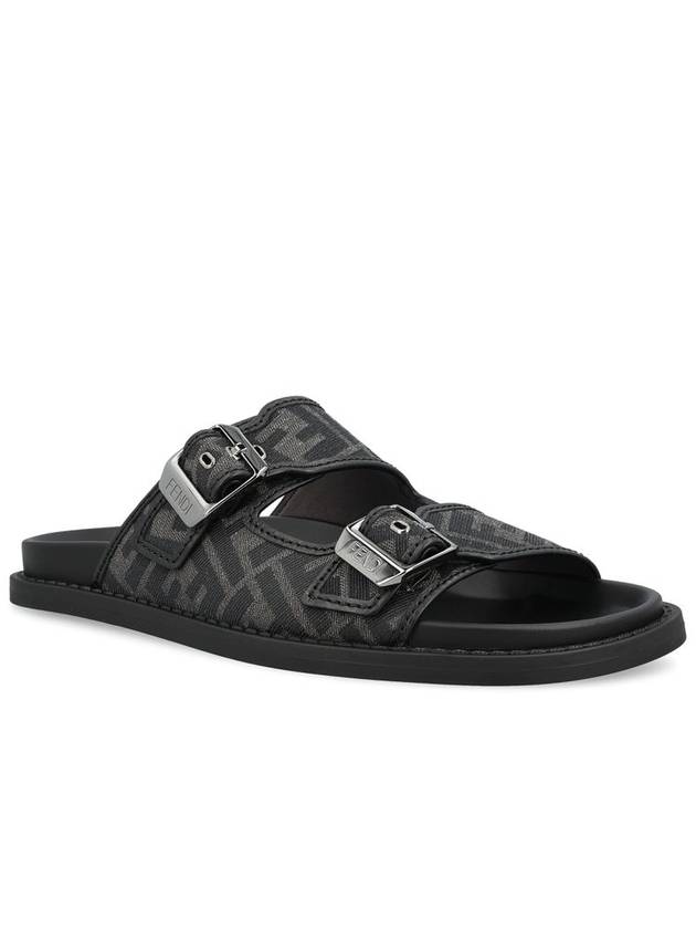 Men's Peel Jacquard Fabric Sandals Black - FENDI - BALAAN 3