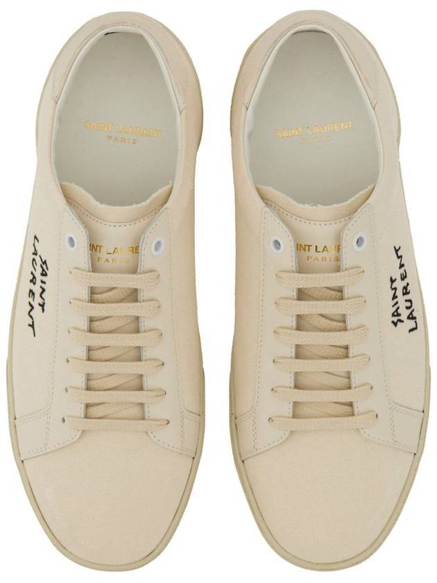 Court Classic SL/06 Embroidered Sneakers In Canvas And Leather Cream - SAINT LAURENT - BALAAN 7