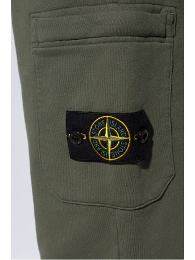 Compass Patch Cotton Track Pants Dark Green - STONE ISLAND - BALAAN 6