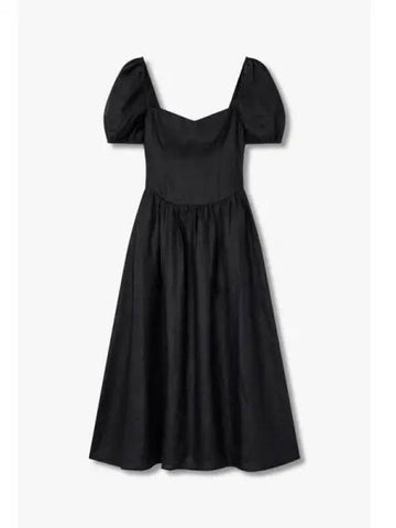 Puff sleeve linen dress black 270254 - REFORMATION - BALAAN 1