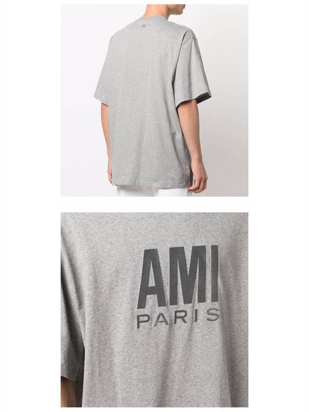 Logo Overfit Short Sleeve T-Shirt Grey - AMI - BALAAN 6