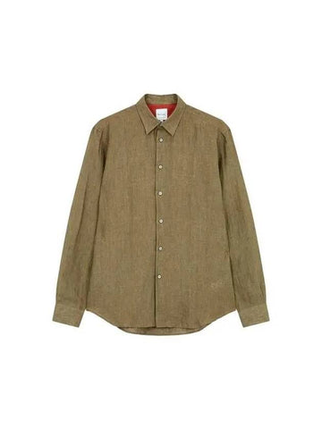 Regular fit long sleeve linen shirt khaki 270915 - PAUL SMITH - BALAAN 1