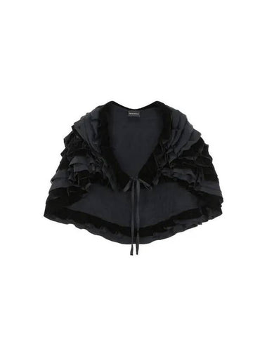 Women s Velor Ruffle Short Cape Black 270526 - EMPORIO ARMANI - BALAAN 1